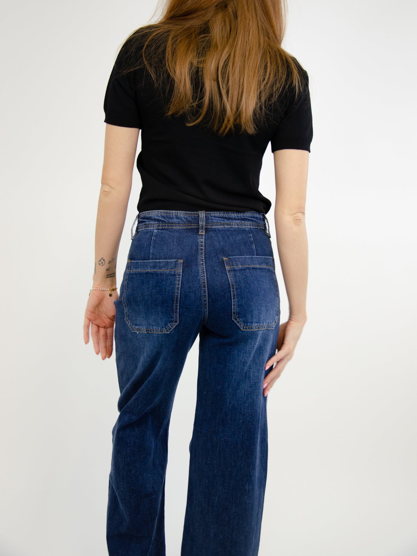 Jeans denim con tasche