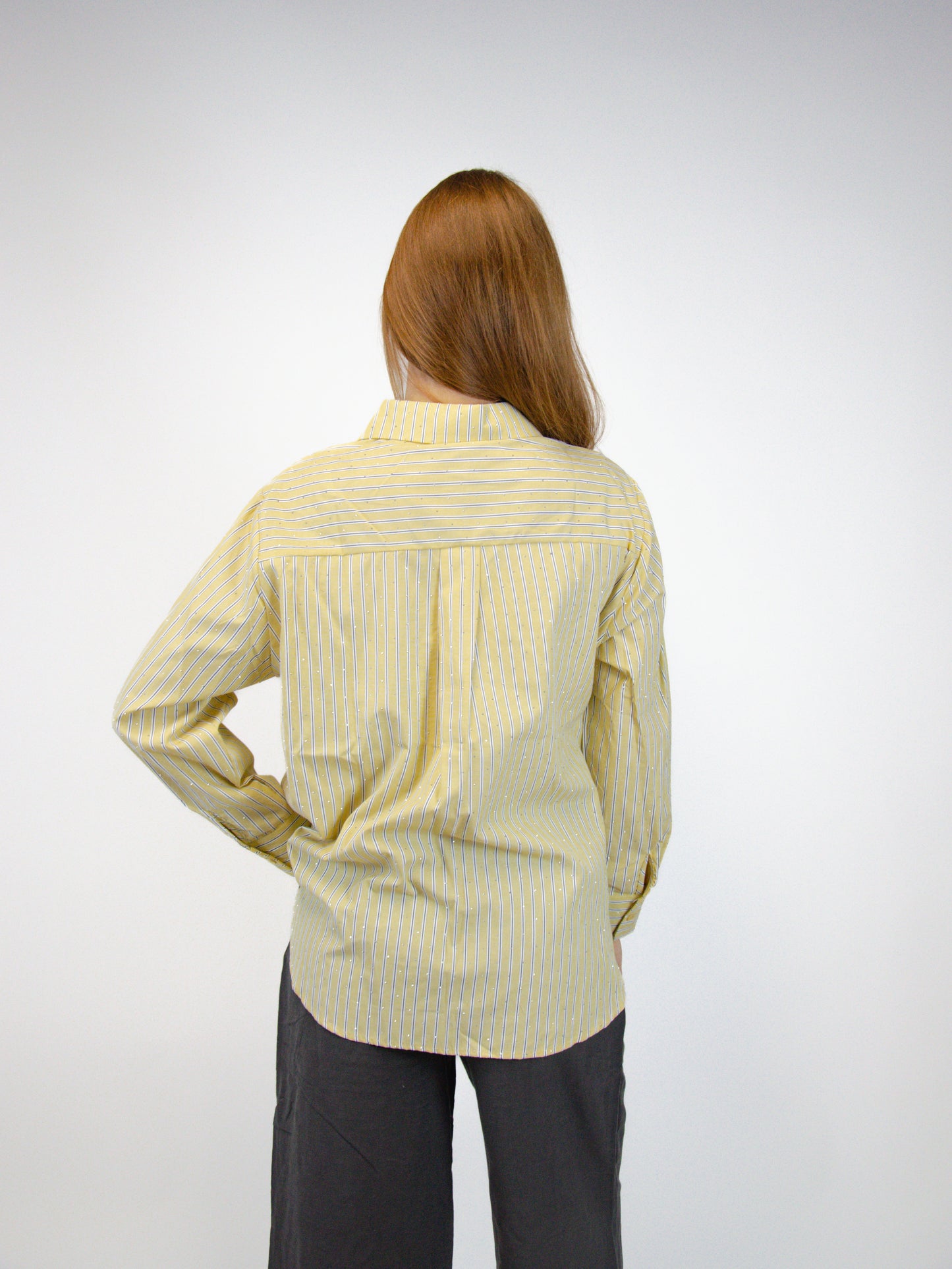 Camicia rigata con strass