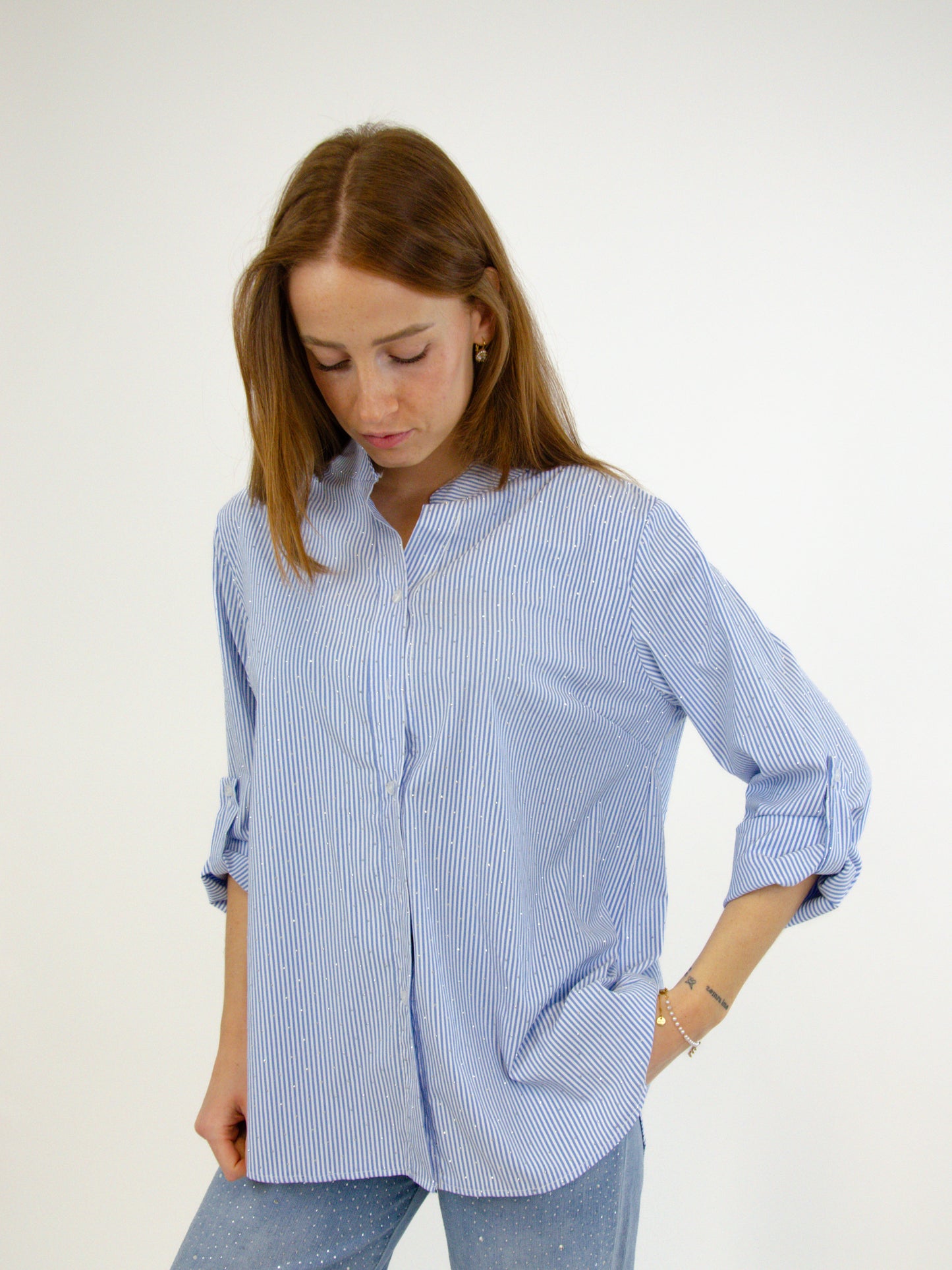 Camicia rigata con brilli