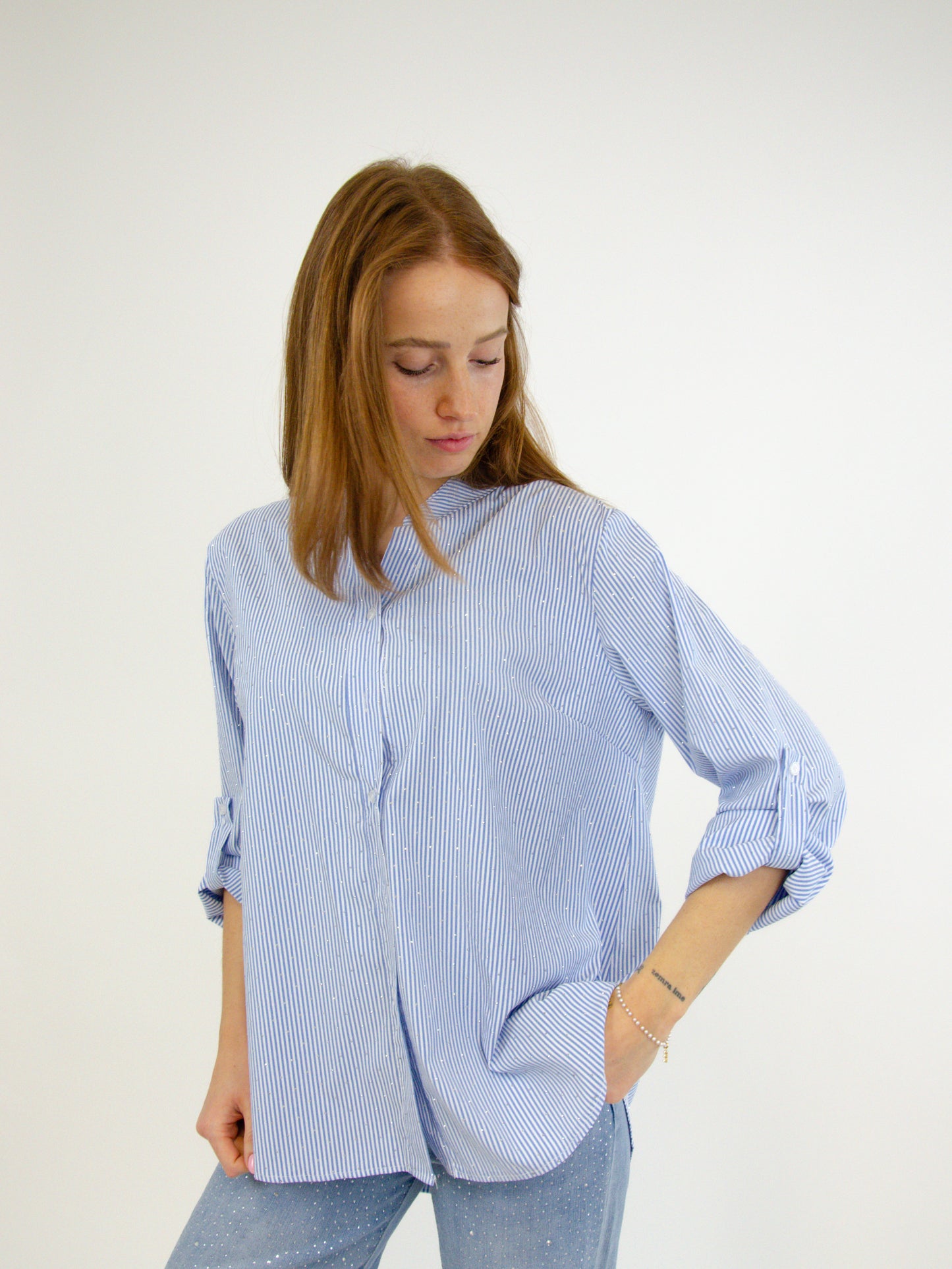 Camicia rigata con brilli