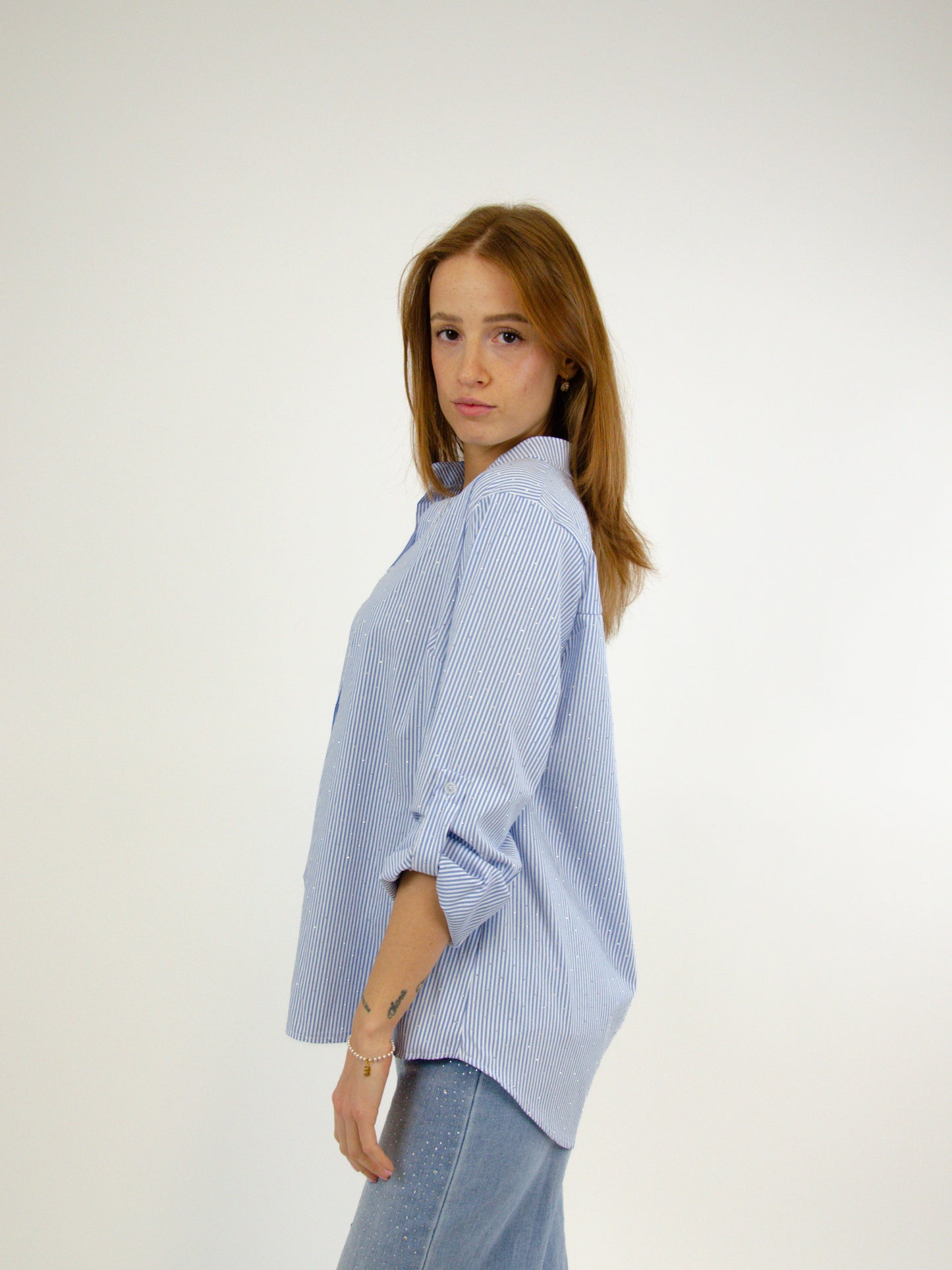 Camicia rigata con brilli