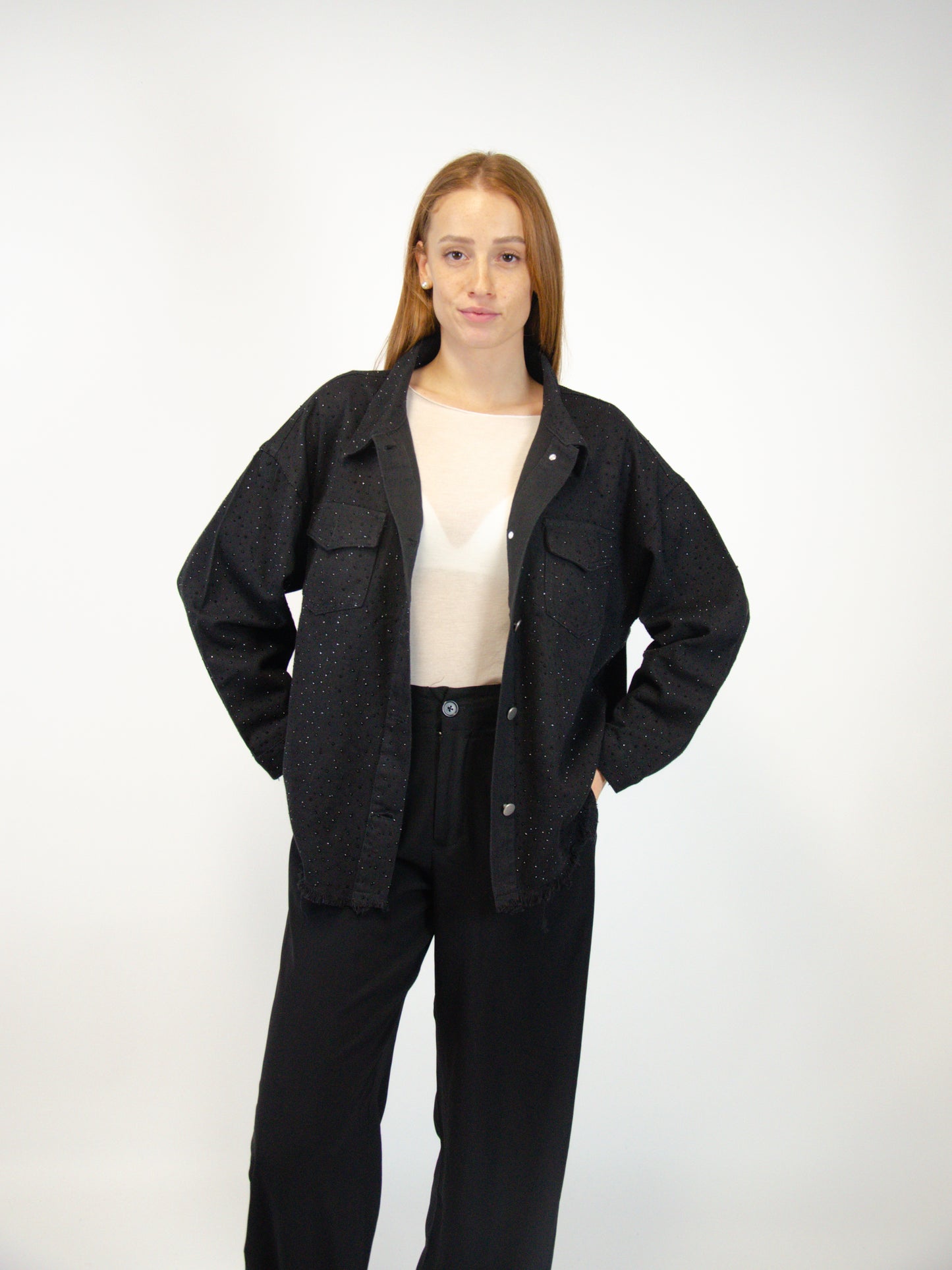 Pantalone palazzo con paillettes