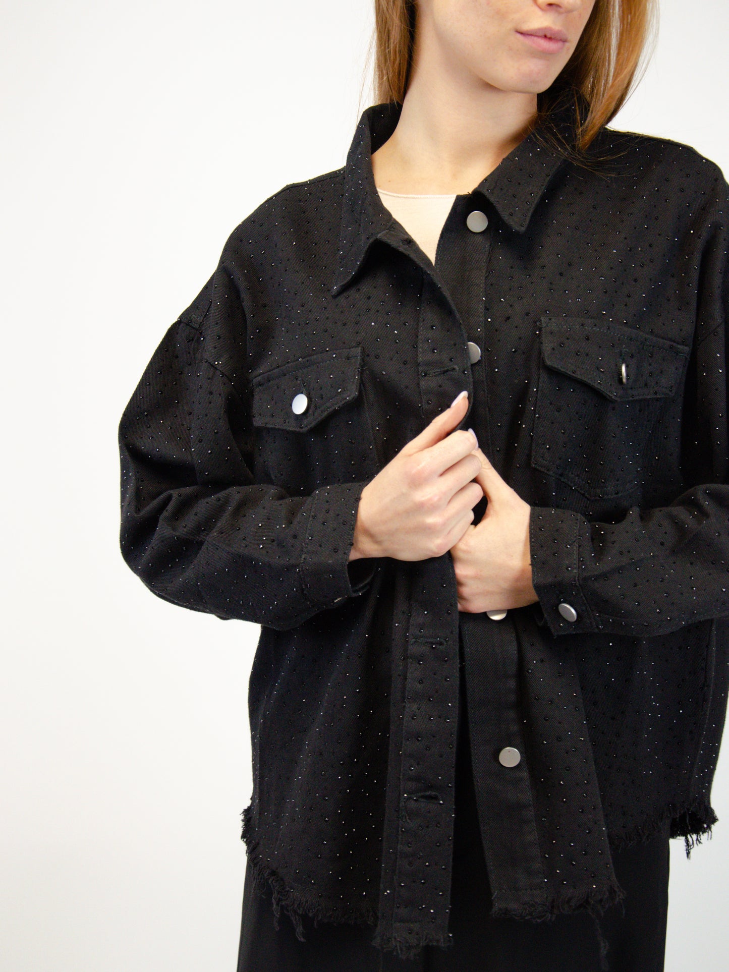 Giacca denim con strass