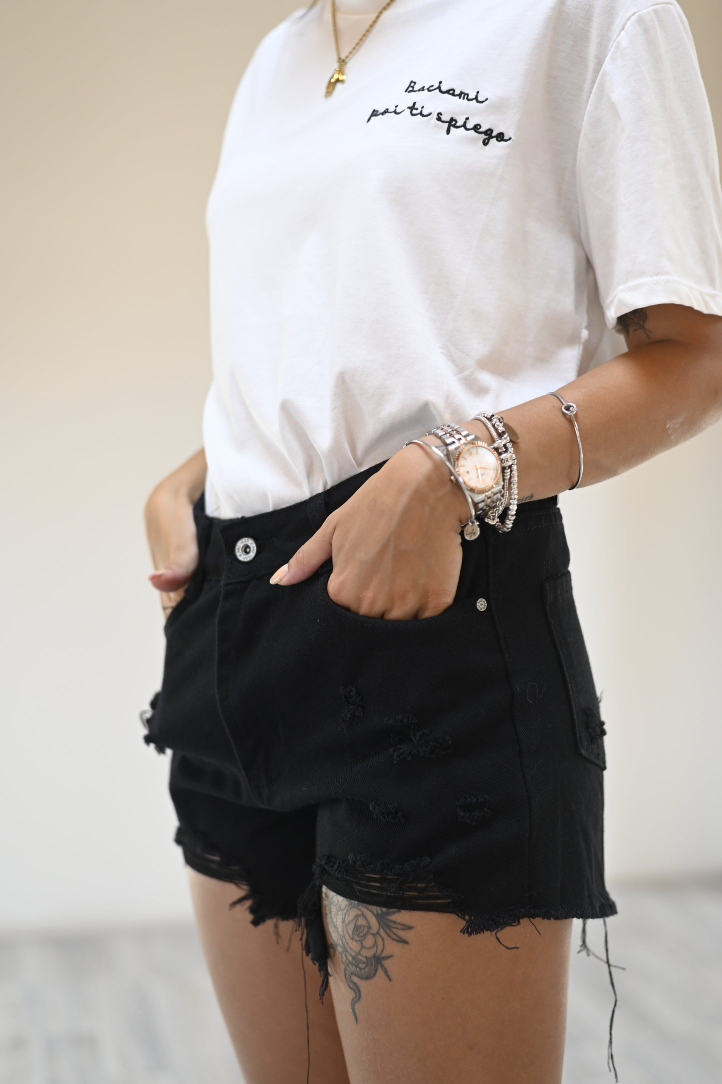 Short in jeans nero