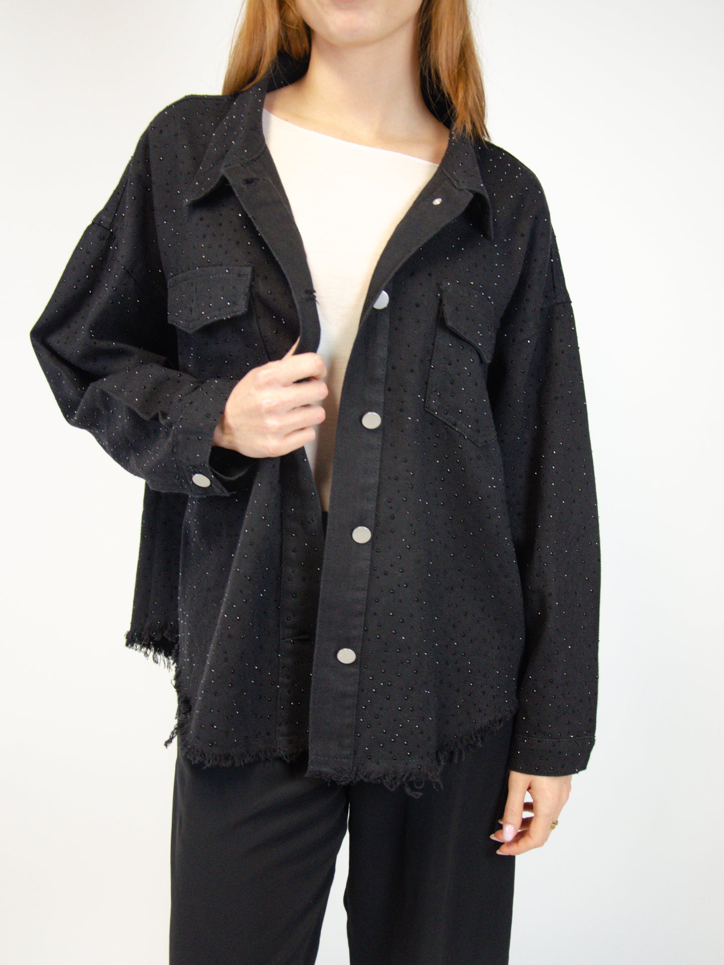 Giacca denim con strass