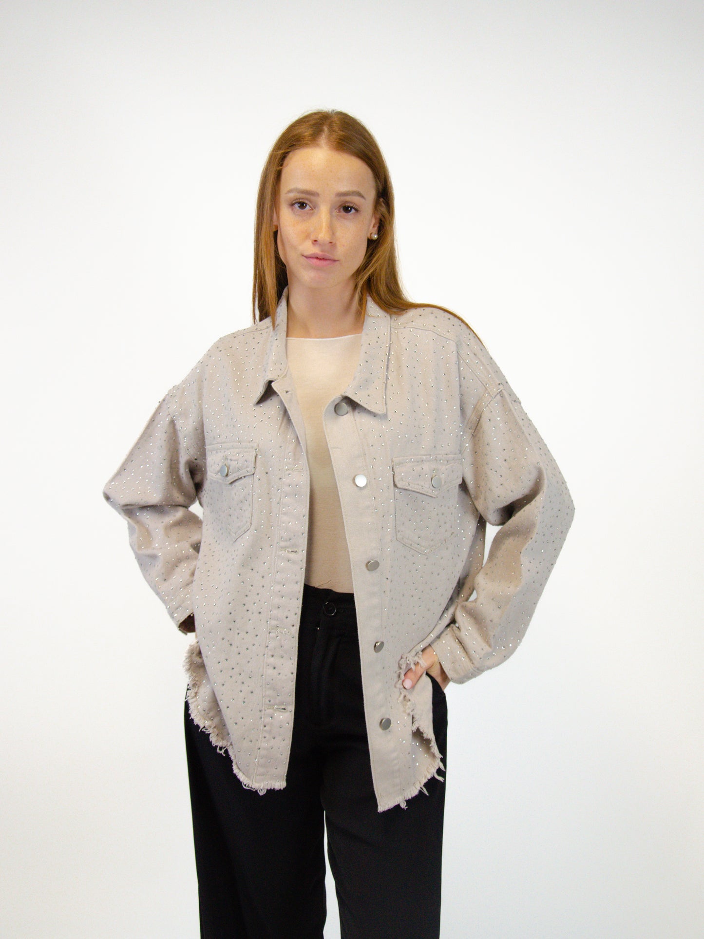 Giacca denim con strass