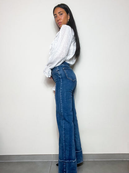 Jeans palazzo con risvolto