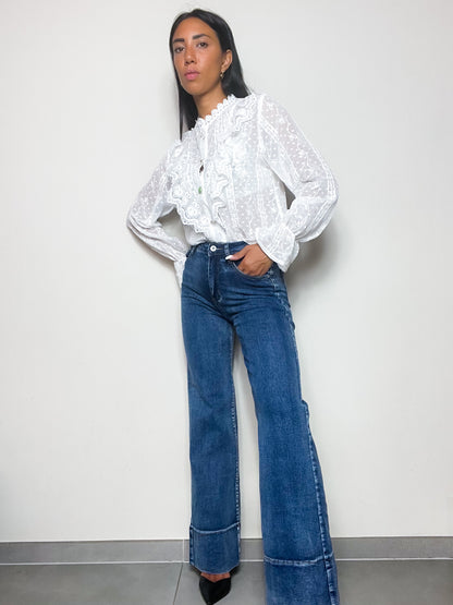 Jeans palazzo con risvolto