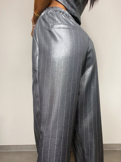 Pantalone grigio gessato