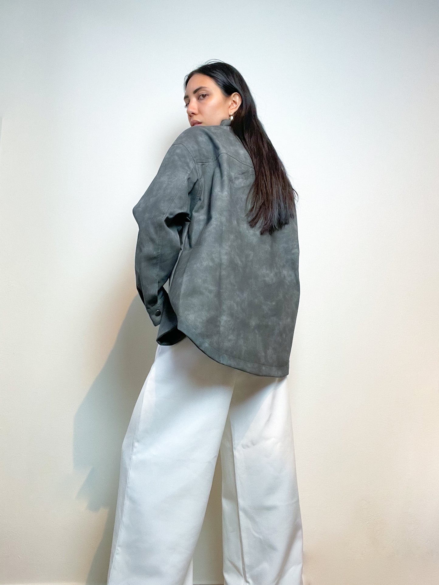 Giacca ecopelle oversize